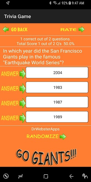 Trivia & Schedule - SF Giants