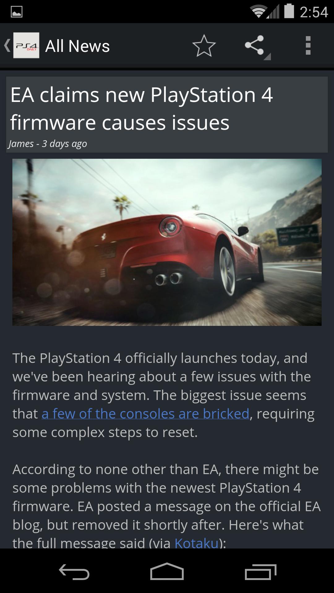 News for PS4