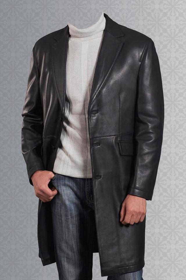 Leather Coat of Man Photo Suit