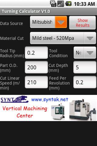 Turning Calculator Imperial