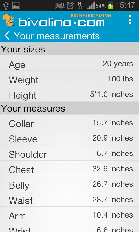 Bivolino - Biometric Sizing