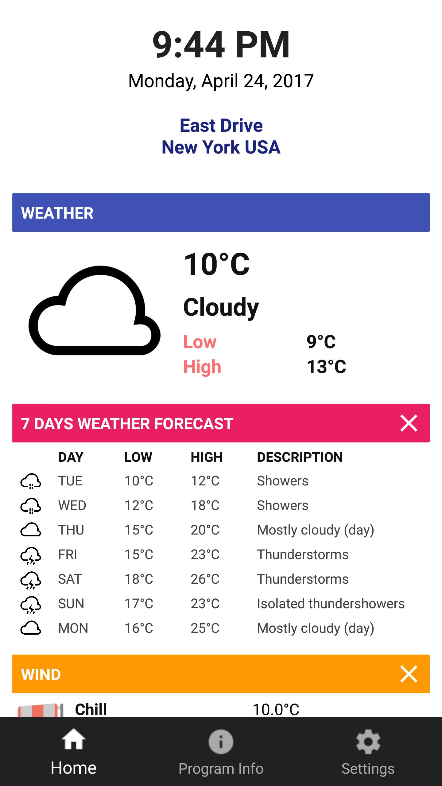 My Location and Compass, Weather