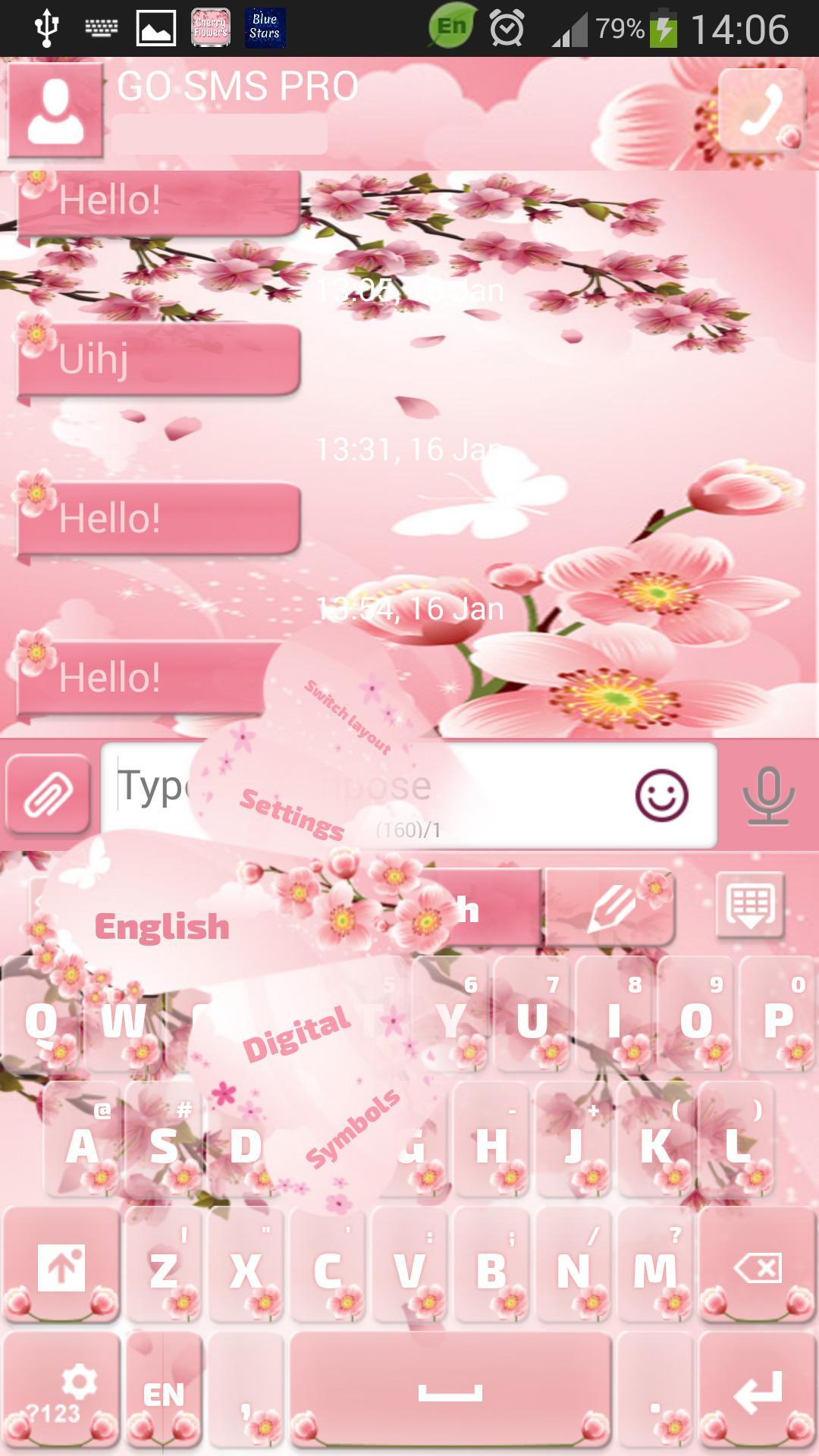 GO SMS Cherry Flowers Theme