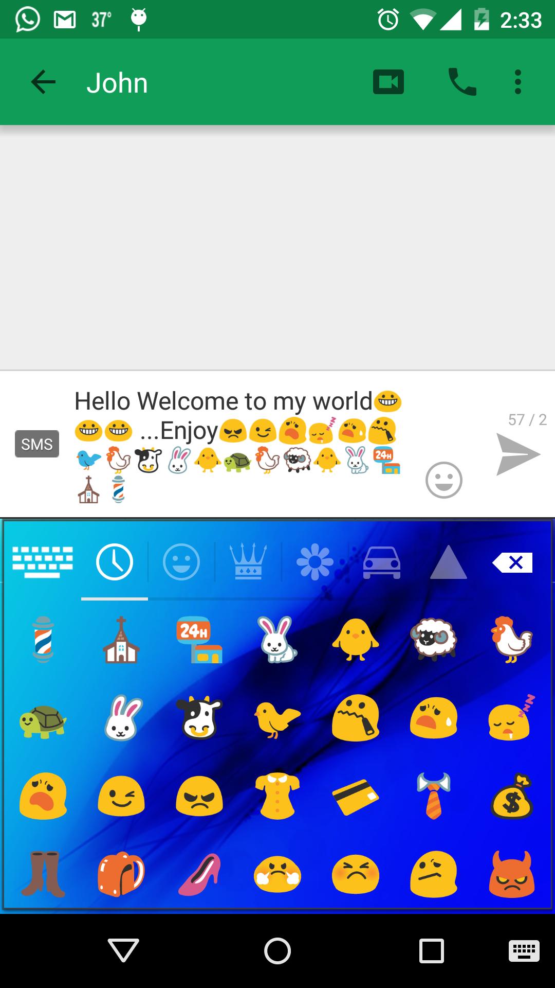 Liquid SkyBlue Emoji keyboard