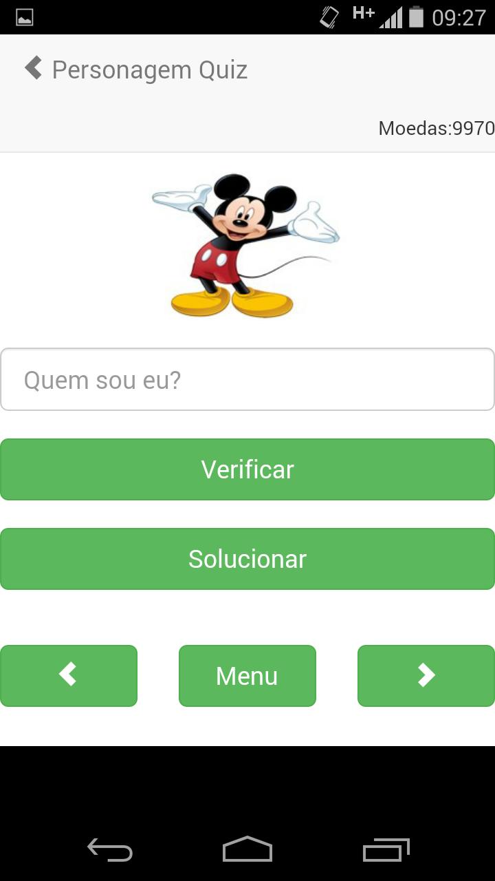 Personagem Quiz Desenhos