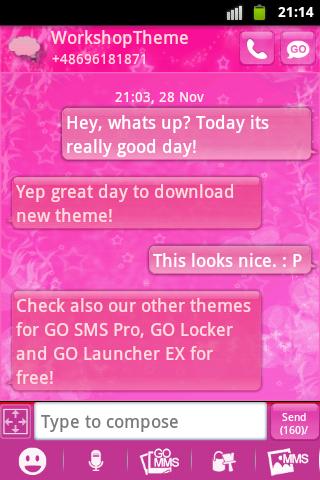 Pink Star GO SMS Theme