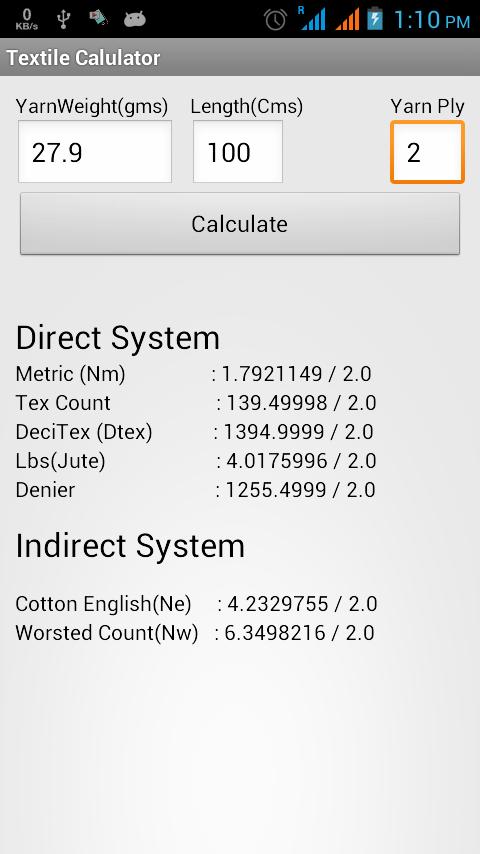 Textile Yarn Calculator