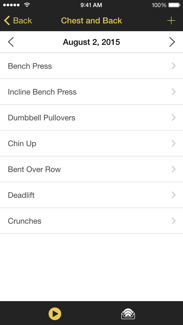 Workout: Exercise log