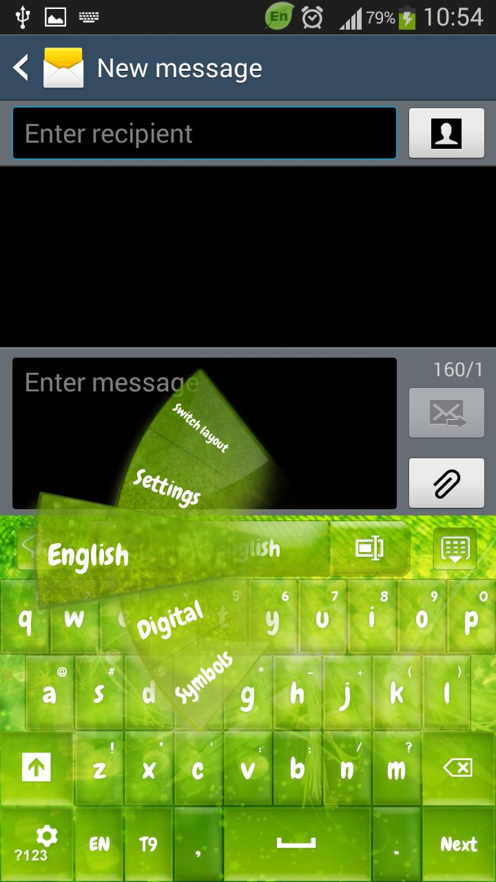 GO Keyboard Green Sparkle