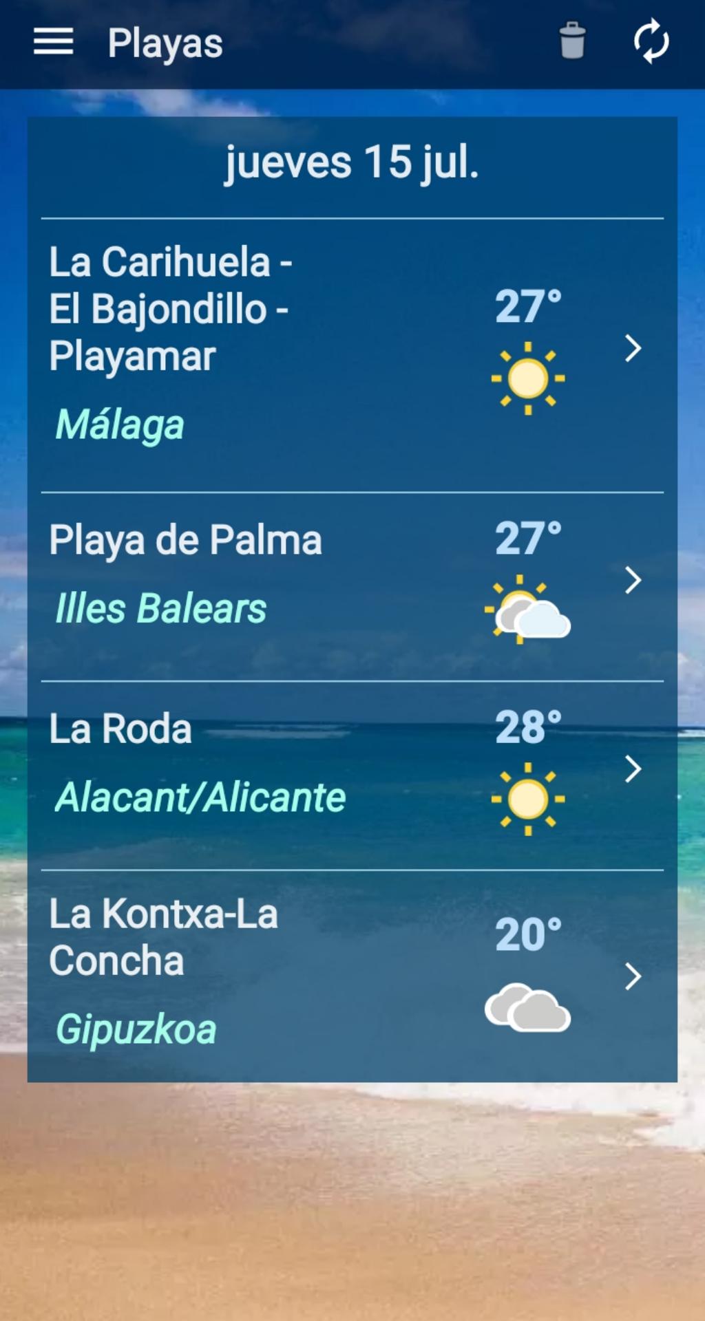 El tiempo en la playa