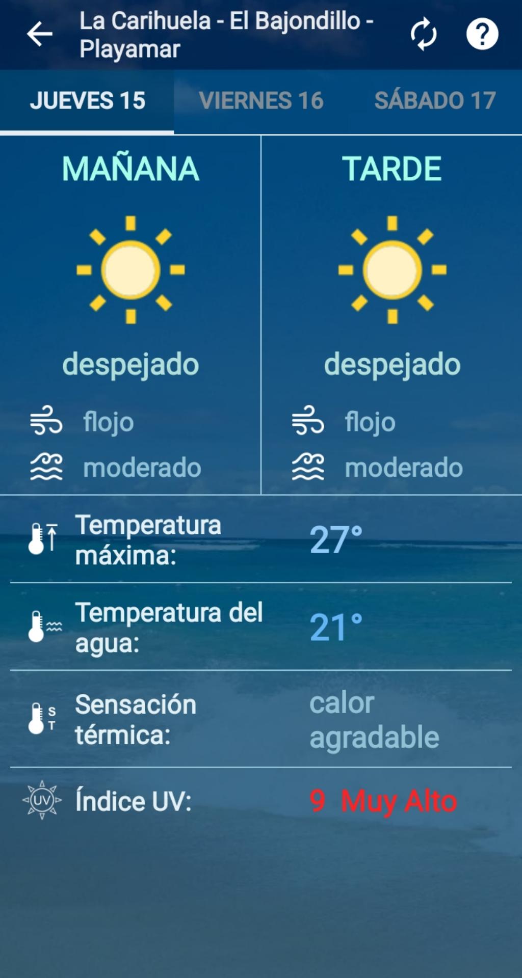 El tiempo en la playa