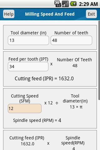 Milling Speed Feed Calculator