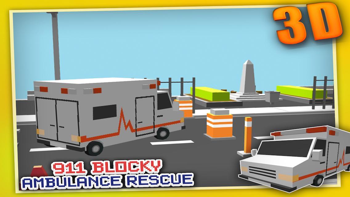 Blocky 911 Ambulance Rescue 3D